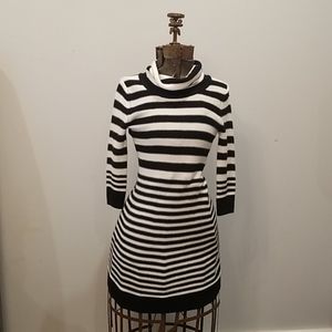 Striped turtleneck long sleeve dress